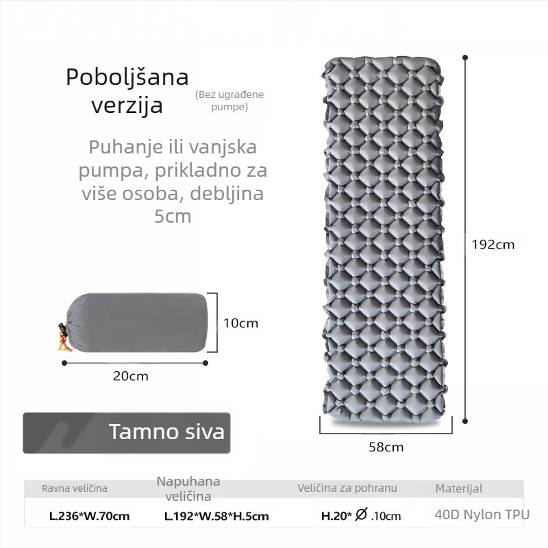 Tvornica na zalihi napuhava prostirka za spavanje vanjska madrac za kampiranje prostirka za spavanje u šatorima TPU ultra lagana napuhava prostirka otporna na vlagu