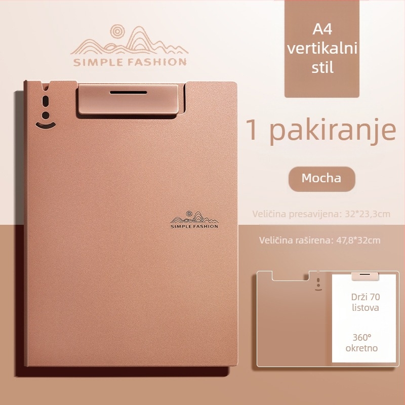 Maillard A4 kopča za ploču, uredska mapa u boji Mocha Mousse, visokokvalitetna višenamjenska podloga za pisanje i slikanje za učenike