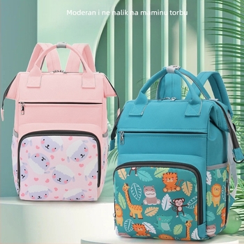 Jednodijelna torba za majku i bebu velikog kapaciteta, nova tiskana modna torba za bebe s odlaznim rukopisom za bebe, platnena torba za ispis