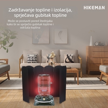 Vanjski crni veliki vjetrobranski prozor za kampiranje, roštilj, lomača, sklopivo posuđe, pocinčani lim za skupljanje topline, vjetrobranski prozor