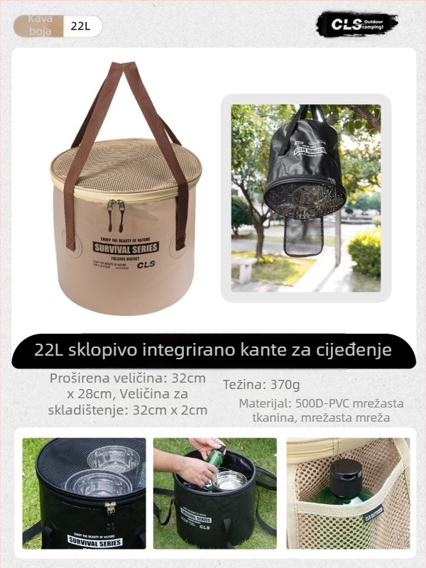 CLS nova nadograđena sklopiva kanta, prijenosna košara za odvod, kampiranje, roštilj, pranje posuđa za povrće, teleskopska ribarska kanta, torba za ribolovnu opremu