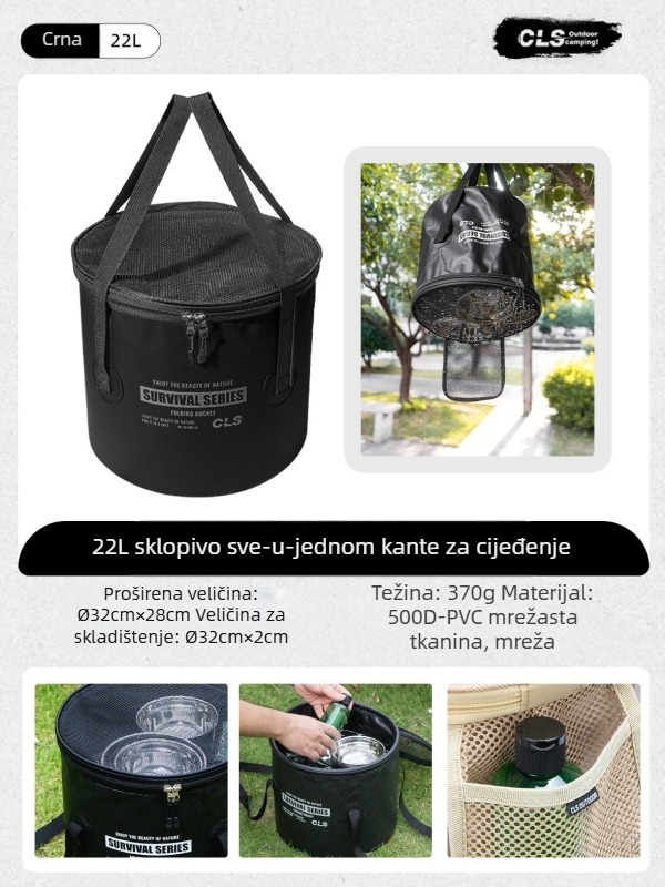 CLS nova nadograđena sklopiva kanta, prijenosna košara za odvod, kampiranje, roštilj, pranje posuđa za povrće, teleskopska ribarska kanta, torba za ribolovnu opremu