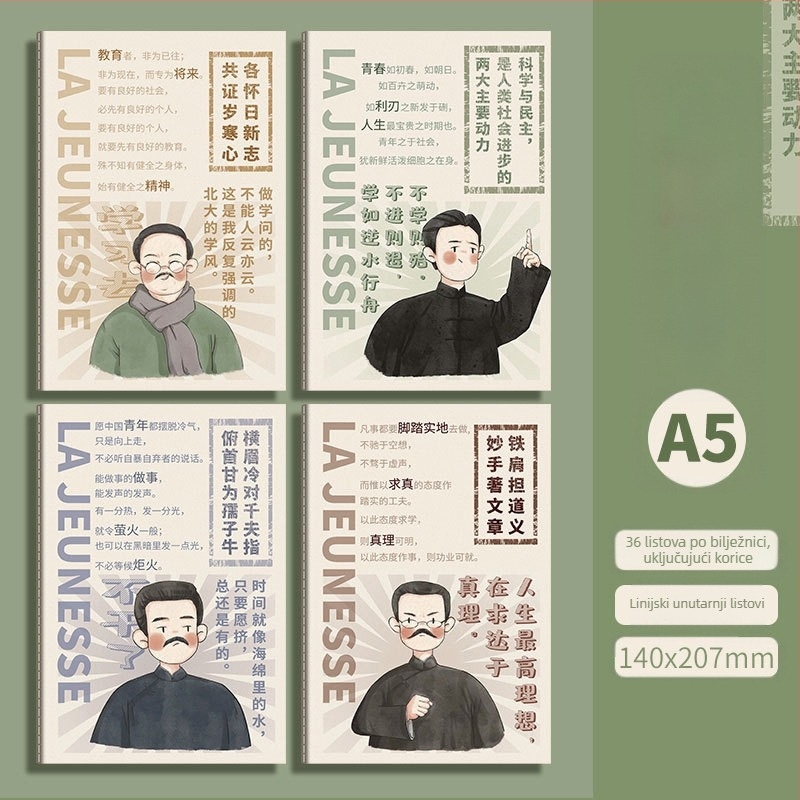 B5 inspirativni tekstualni blok s linijama za automobile, jednostavni studentski bilježnica, mekana kopija, veliki bilježnica s vodoravnim linijama A5