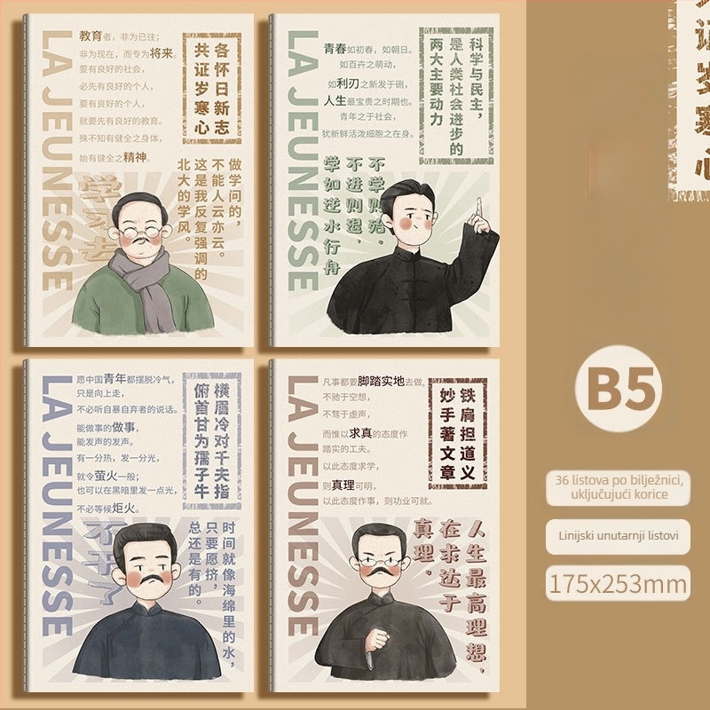 B5 inspirativni tekstualni blok s linijama za automobile, jednostavni studentski bilježnica, mekana kopija, veliki bilježnica s vodoravnim linijama A5