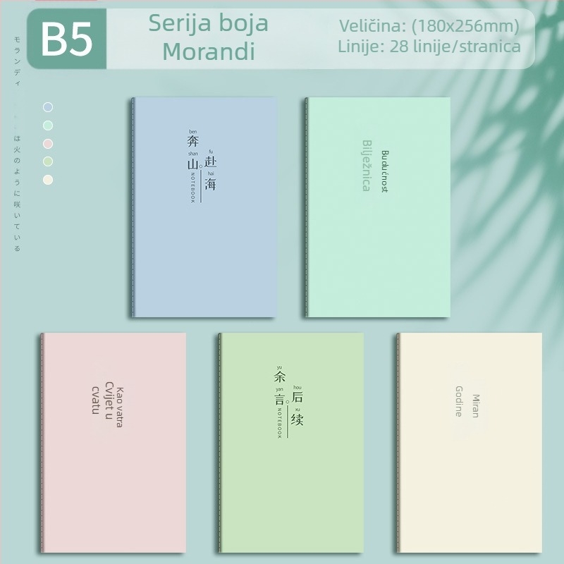 B5 inspirativni tekstualni blok s linijama za automobile, jednostavni studentski bilježnica, mekana kopija, veliki bilježnica s vodoravnim linijama A5