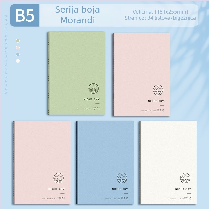 B5 inspirativni tekstualni blok s linijama za automobile, jednostavni studentski bilježnica, mekana kopija, veliki bilježnica s vodoravnim linijama A5