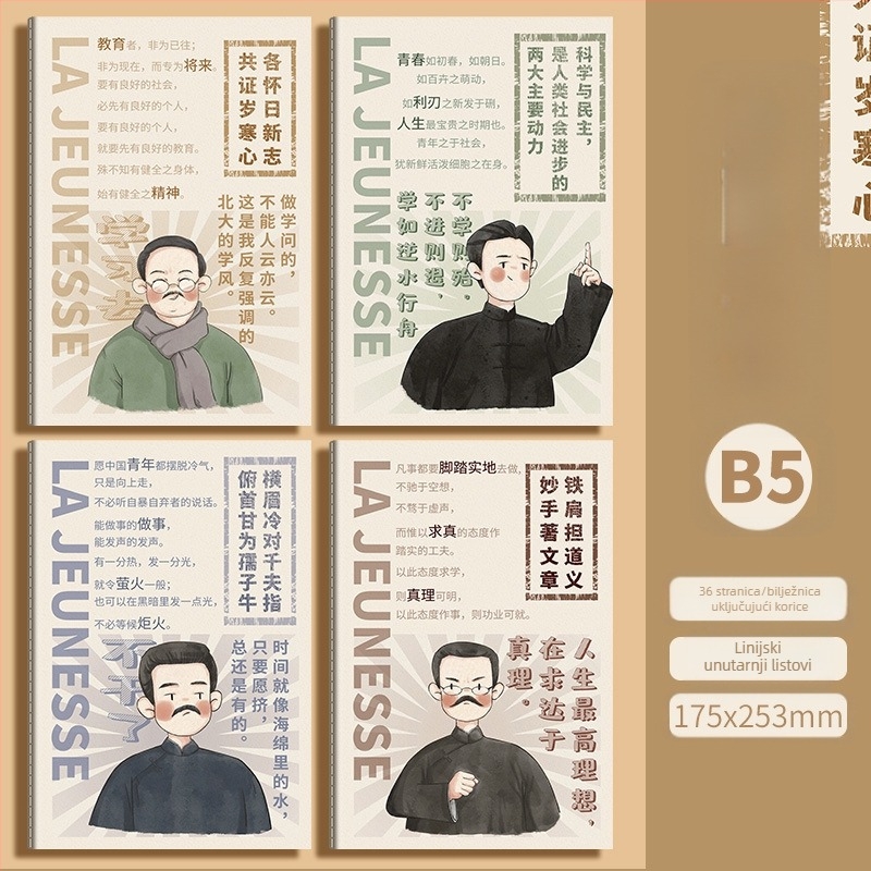 B5 inspirativni tekstualni blok s linijama za automobile, jednostavni studentski bilježnica, mekana kopija, veliki bilježnica s vodoravnim linijama A5