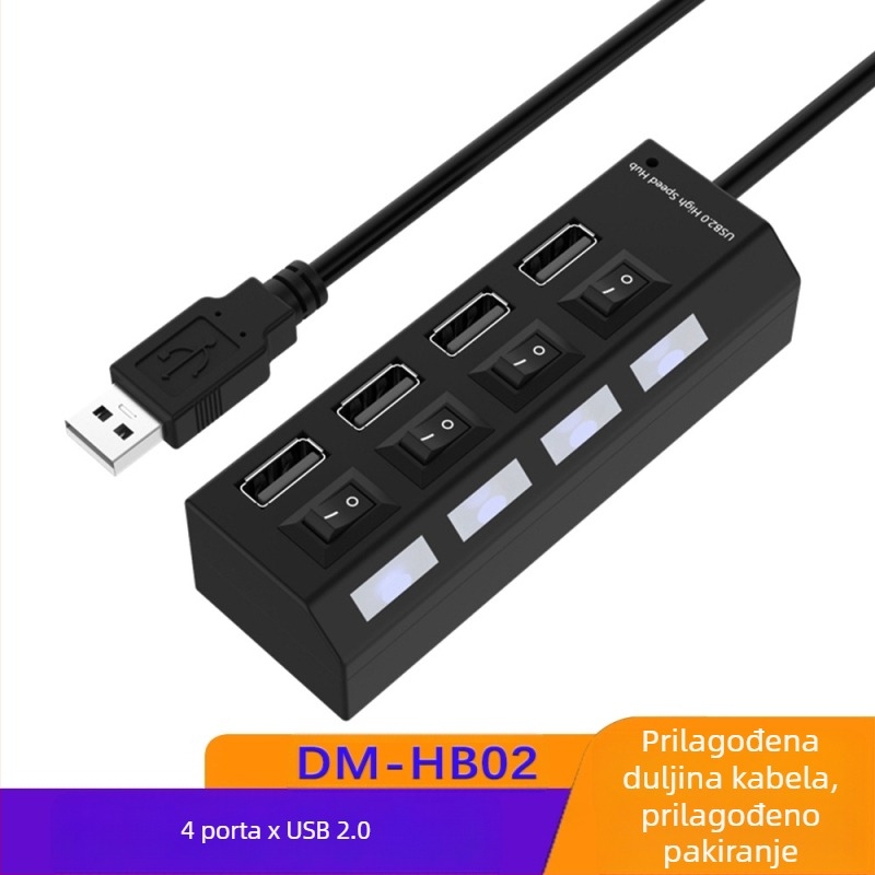 4-portni USB 3.0 hub, brzi hub, USB razdjelnik, priključna stanica, neovisni prekidač, hub od jednog do sedam, priključna stanica