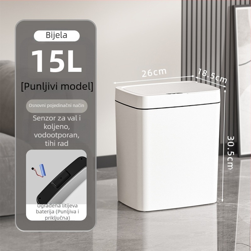 Pametna kanta za smeće s otvaranjem poklopca bez dodira, Pametna kanta za smeće s automatskim pakiranjem, Kanta za smeće u kupaonici
