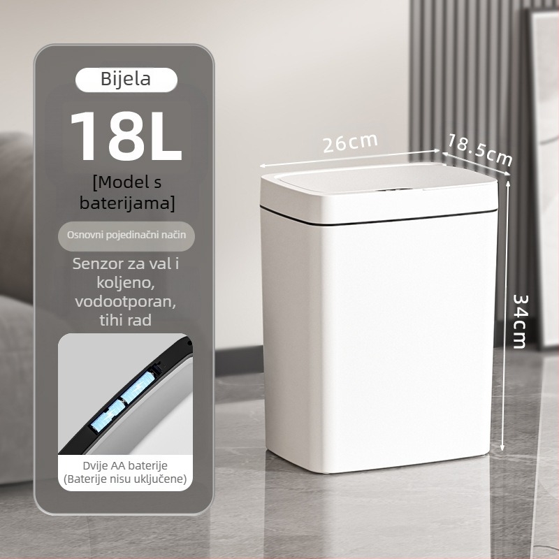 Pametna kanta za smeće s otvaranjem poklopca bez dodira, Pametna kanta za smeće s automatskim pakiranjem, Kanta za smeće u kupaonici