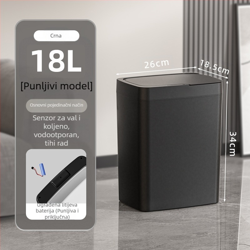 Pametna kanta za smeće s otvaranjem poklopca bez dodira, Pametna kanta za smeće s automatskim pakiranjem, Kanta za smeće u kupaonici