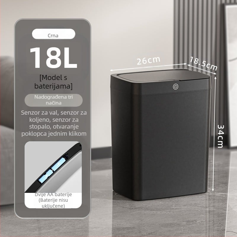 Pametna kanta za smeće s otvaranjem poklopca bez dodira, Pametna kanta za smeće s automatskim pakiranjem, Kanta za smeće u kupaonici