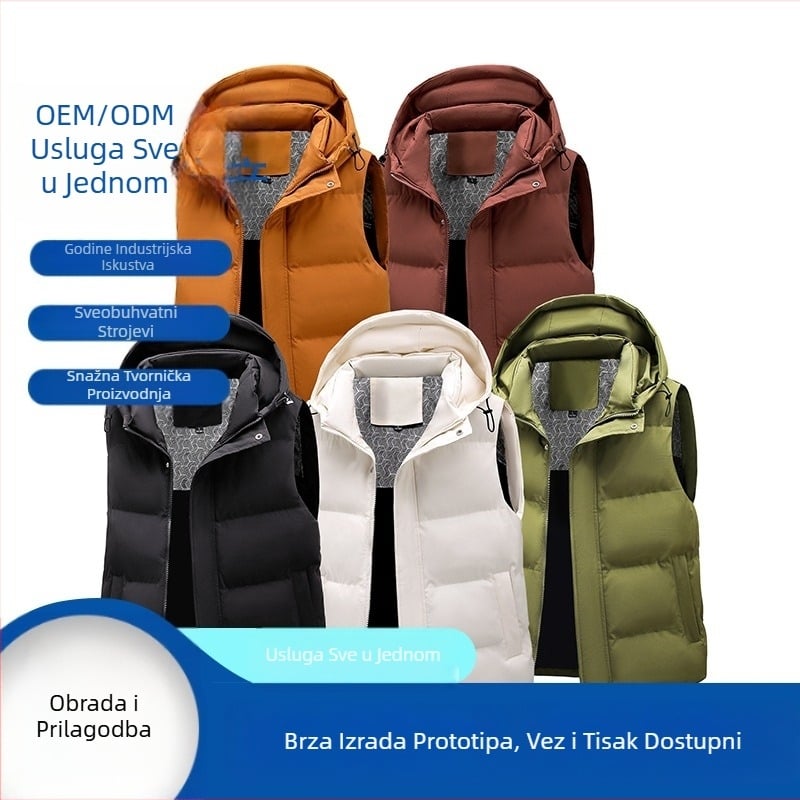 Novi parovi u stilu velike veličine, moderni prsluk s kapuljačom, zimski baršun, zadebljani vodootporni topli prsluk iz 2025.