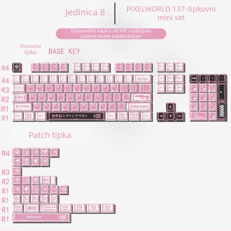 Gundam Comic Hundred Mixed Lamp Key Cap originalne visine 136 tipki kompletan set klasična jednostavna mehanička tipkovnica key Cap Key Meow