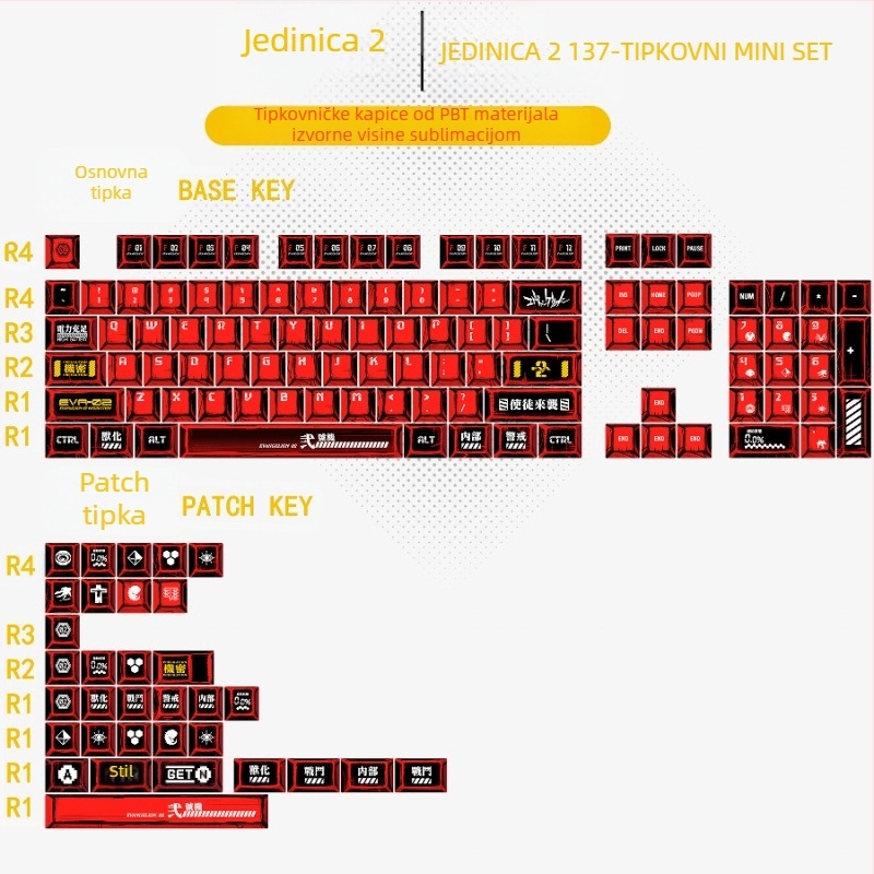Gundam Comic Hundred Mixed Lamp Key Cap originalne visine 136 tipki kompletan set klasična jednostavna mehanička tipkovnica key Cap Key Meow