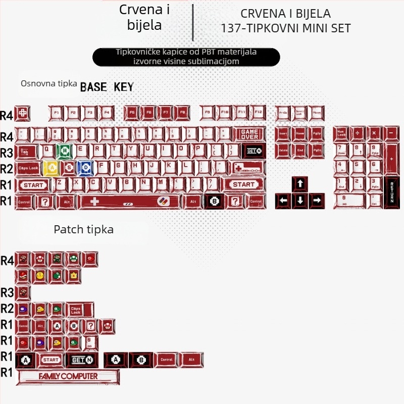 Gundam Comic Hundred Mixed Lamp Key Cap originalne visine 136 tipki kompletan set klasična jednostavna mehanička tipkovnica key Cap Key Meow