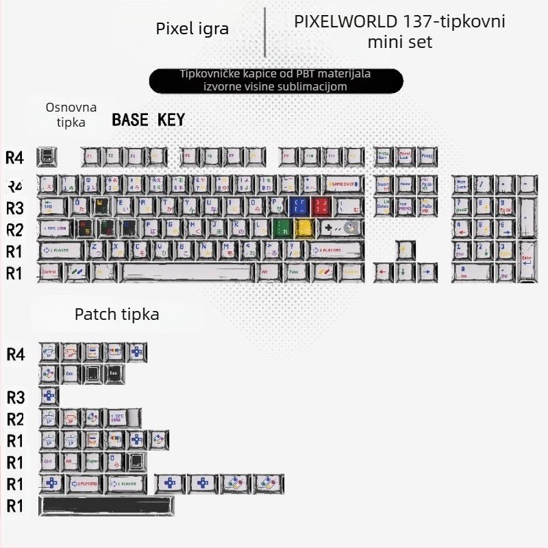 Gundam Comic Hundred Mixed Lamp Key Cap originalne visine 136 tipki kompletan set klasična jednostavna mehanička tipkovnica key Cap Key Meow