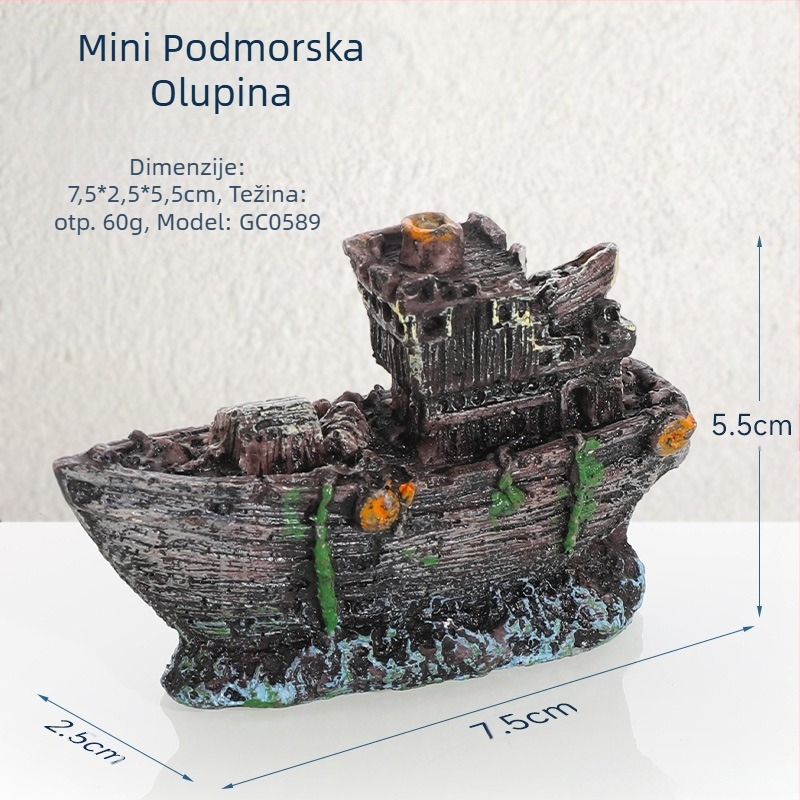 Gusarski brod Akvarijski krajolik Akvarijski krajolik Ukras za izbjegavanje broda Kućni ukras za brod Šuplji brod od smole Brodolom GC