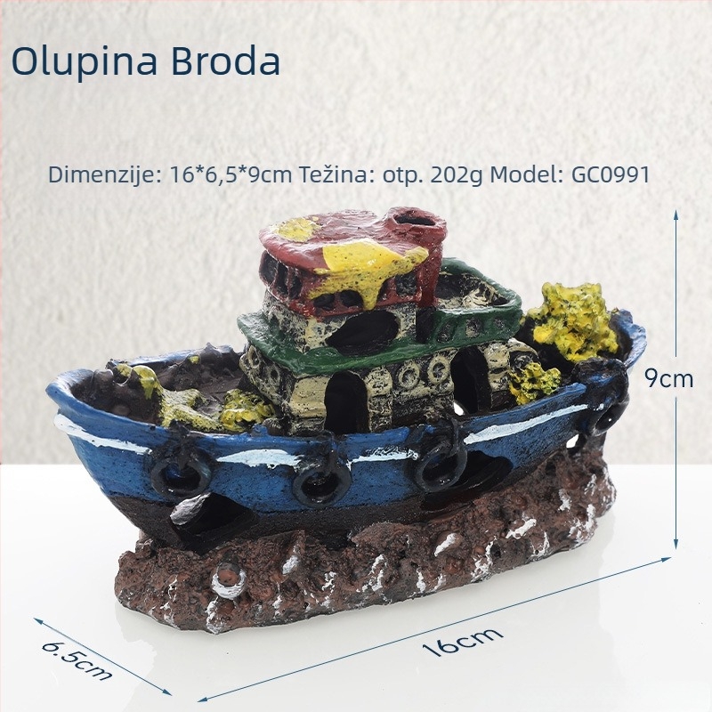 Gusarski brod Akvarijski krajolik Akvarijski krajolik Ukras za izbjegavanje broda Kućni ukras za brod Šuplji brod od smole Brodolom GC