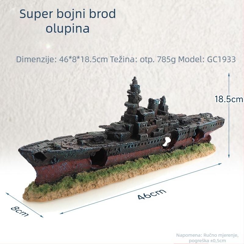 Gusarski brod Akvarijski krajolik Akvarijski krajolik Ukras za izbjegavanje broda Kućni ukras za brod Šuplji brod od smole Brodolom GC