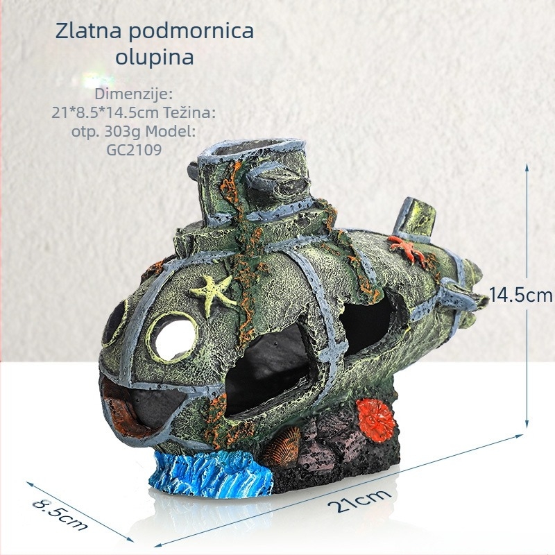Gusarski brod Akvarijski krajolik Akvarijski krajolik Ukras za izbjegavanje broda Kućni ukras za brod Šuplji brod od smole Brodolom GC