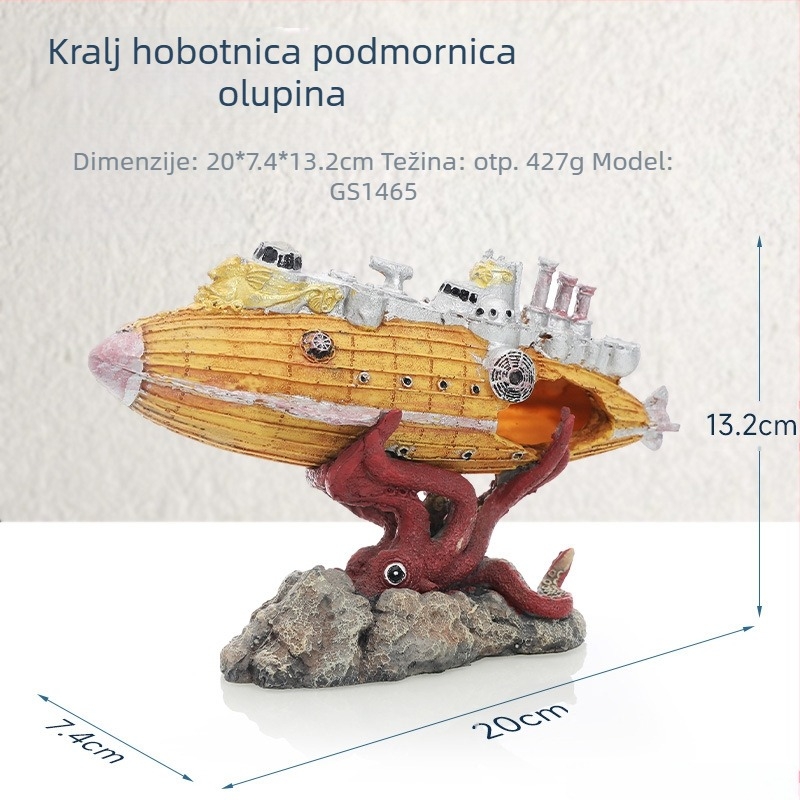 Gusarski brod Akvarijski krajolik Akvarijski krajolik Ukras za izbjegavanje broda Kućni ukras za brod Šuplji brod od smole Brodolom GC