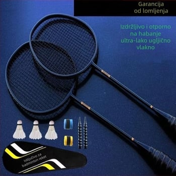 Badmintonski reket od kompozitnog karbona, ultra lagani 4u set pojedinačnih i dvostrukih reketa, izdržljivi dvostruki trening, mali crni reket za odrasle, ofenzivni tip