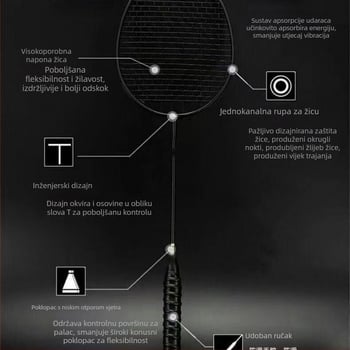 Badmintonski reket od kompozitnog karbona, ultra lagani 4u set pojedinačnih i dvostrukih reketa, izdržljivi dvostruki trening, mali crni reket za odrasle, ofenzivni tip