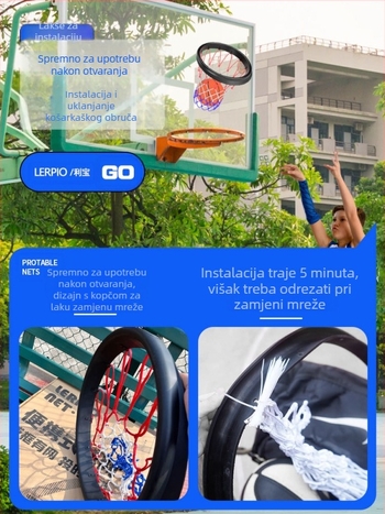 PU prijenosni okvir za košarkašku mrežu za unutarnju i vanjsku upotrebu, odvojivi profesionalni košarkaški okvir, prijenosna mreža, odvojivi okvir mreže