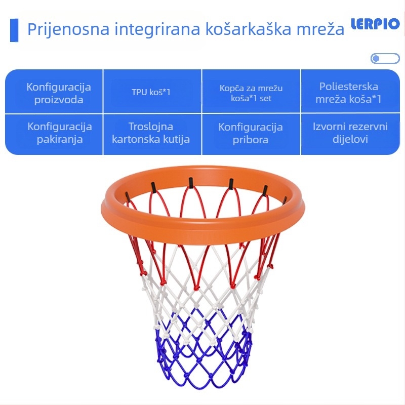 PU prijenosni okvir za košarkašku mrežu za unutarnju i vanjsku upotrebu, odvojivi profesionalni košarkaški okvir, prijenosna mreža, odvojivi okvir mreže