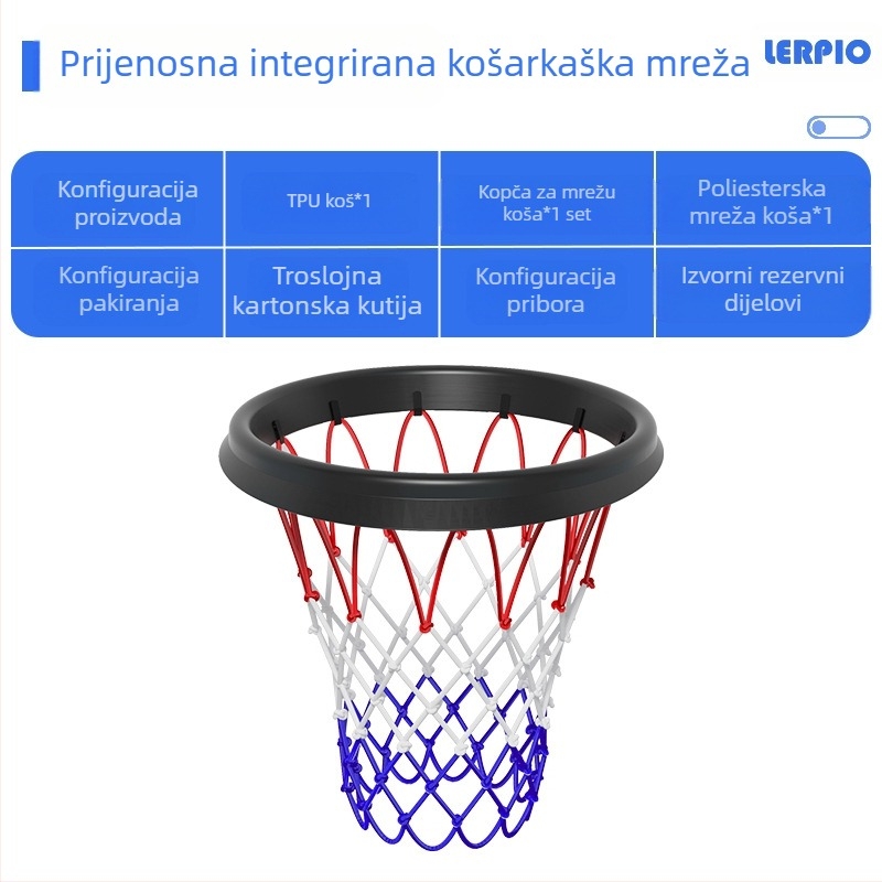 PU prijenosni okvir za košarkašku mrežu za unutarnju i vanjsku upotrebu, odvojivi profesionalni košarkaški okvir, prijenosna mreža, odvojivi okvir mreže