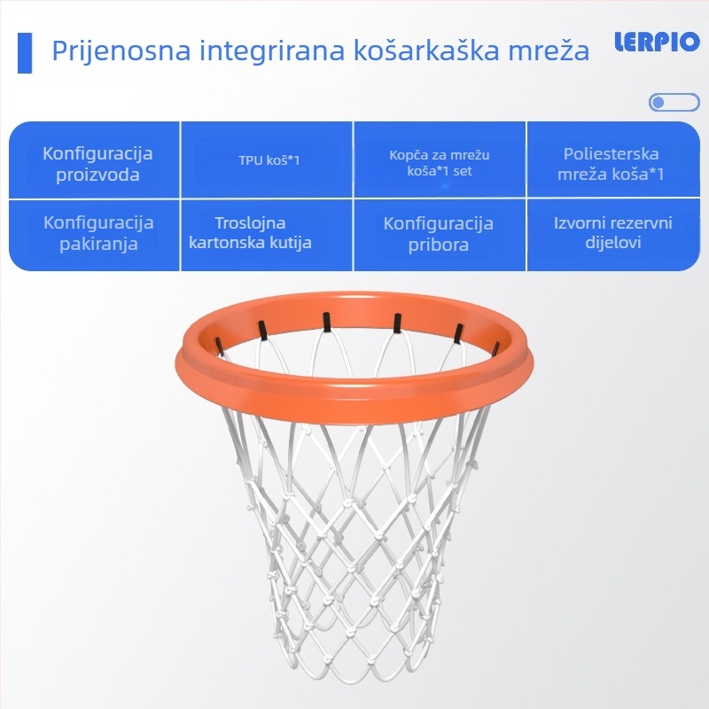 PU prijenosni okvir za košarkašku mrežu za unutarnju i vanjsku upotrebu, odvojivi profesionalni košarkaški okvir, prijenosna mreža, odvojivi okvir mreže