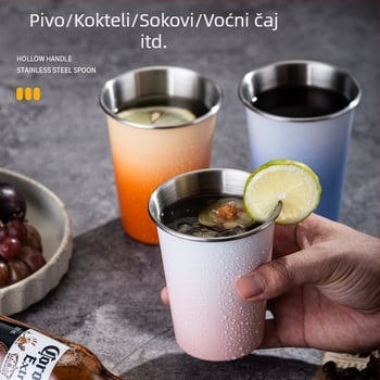 Čaša za pivo od nehrđajućeg čelika velikog kapaciteta, jednoslojna šalica za vodu, uvijena šalica za vino, šalica za mliječni čaj i kavu, prijenosna šalica za kampiranje