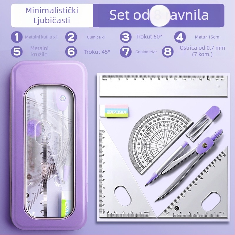 Set šestara i ravnala za učenike osnovne škole, učenike niže srednje škole, Trokutasto ravnalo, Papirnica za učenike šestog razreda, Set ravnala i trokuta