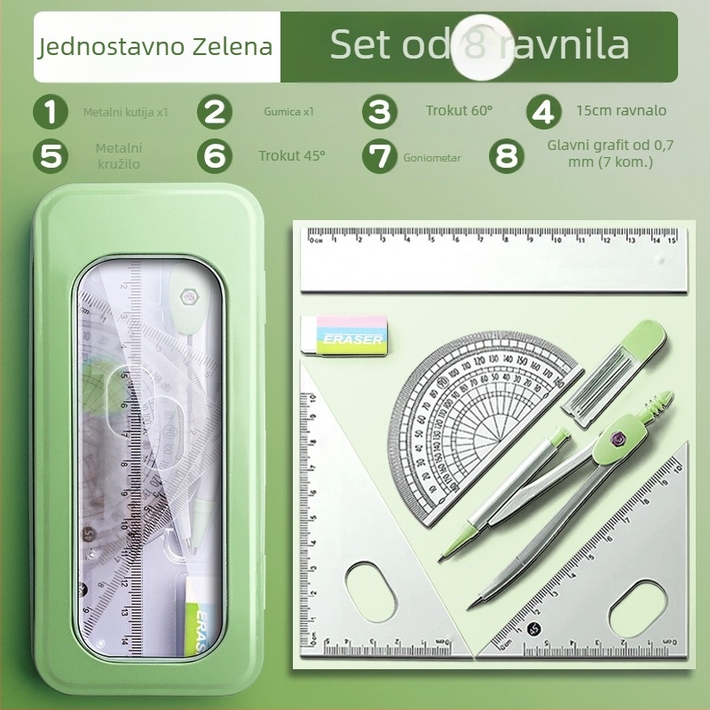 Set šestara i ravnala za učenike osnovne škole, učenike niže srednje škole, Trokutasto ravnalo, Papirnica za učenike šestog razreda, Set ravnala i trokuta