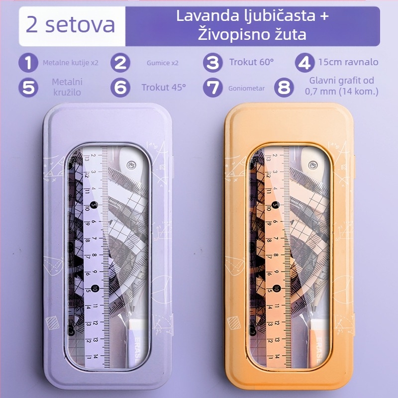 Set šestara i ravnala za učenike osnovne škole, učenike niže srednje škole, Trokutasto ravnalo, Papirnica za učenike šestog razreda, Set ravnala i trokuta