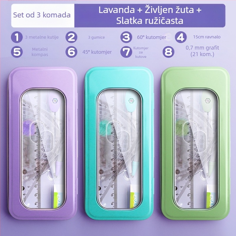 Set šestara i ravnala za učenike osnovne škole, učenike niže srednje škole, Trokutasto ravnalo, Papirnica za učenike šestog razreda, Set ravnala i trokuta
