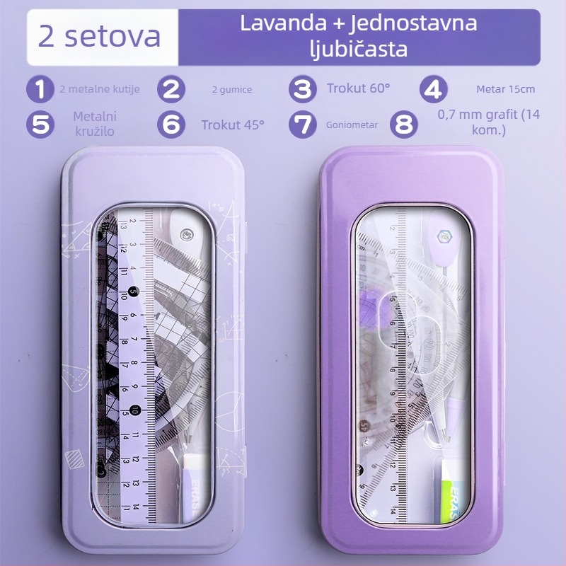 Set šestara i ravnala za učenike osnovne škole, učenike niže srednje škole, Trokutasto ravnalo, Papirnica za učenike šestog razreda, Set ravnala i trokuta