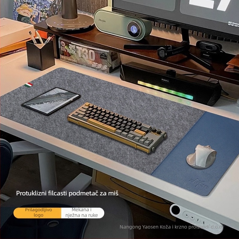 Podloga za miša od filcane kože, podloga za prijenosno računalo, ekstra velika, otporna na mrlje, podloga za e-sportske igre, podloga za pisanje