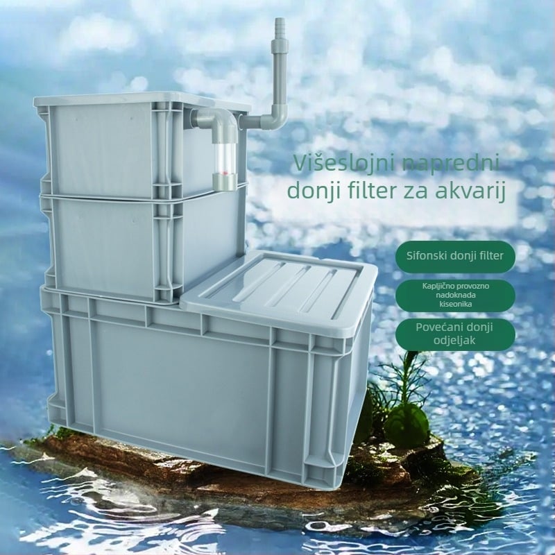 Donji filter za kutiju za okretanje, DIY kutija za donji filter za akvarij, suho i mokro odvajanje, filter za kapanje, sifonski donji filter, kombinirani filter za ribe