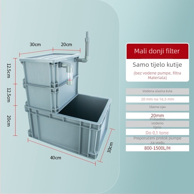 Donji filter za kutiju za okretanje, DIY kutija za donji filter za akvarij, suho i mokro odvajanje, filter za kapanje, sifonski donji filter, kombinirani filter za ribe