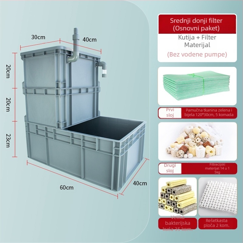 Donji filter za kutiju za okretanje, DIY kutija za donji filter za akvarij, suho i mokro odvajanje, filter za kapanje, sifonski donji filter, kombinirani filter za ribe