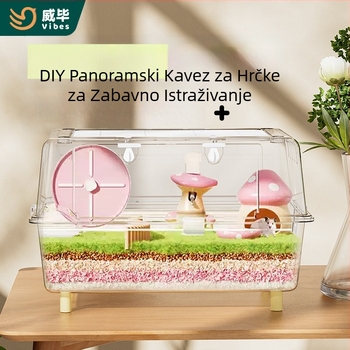 Kavez za hrčke, akrilni panoramski prozirni, luksuzna vila, posebna soba, zlatni medvjed, 60 osnovnih kaveza za hranjenje