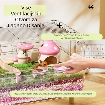Kavez za hrčke, akrilni panoramski prozirni, luksuzna vila, posebna soba, zlatni medvjed, 60 osnovnih kaveza za hranjenje