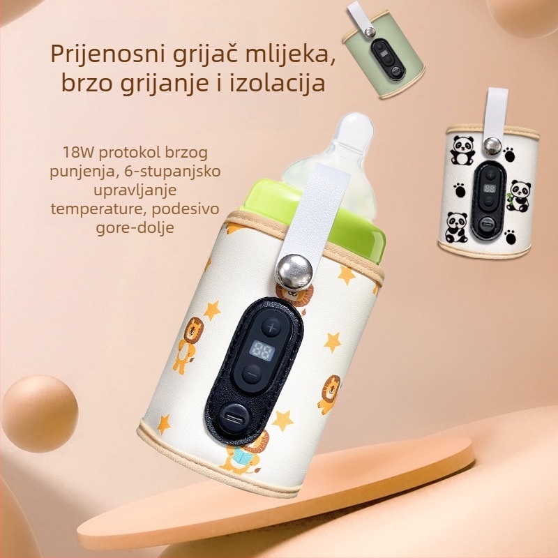 Prekogranična izolacijska navlaka za dječje bočice s grijanom konstantnom temperaturom, prijenosna vanjska univerzalna navlaka za dječje bočice, topla navlaka za mlijeko, prijenosna veleprodaja