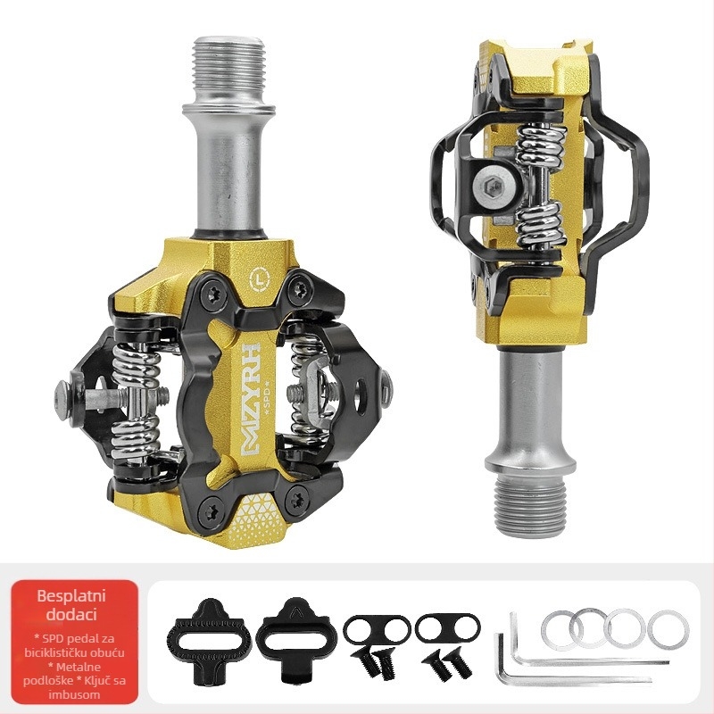 MZYRH samoblokirajuća pedala za brdski bicikl, pedala s bravom, cestovni bicikl, dvostrana samoblokirajuća pedala s bravom