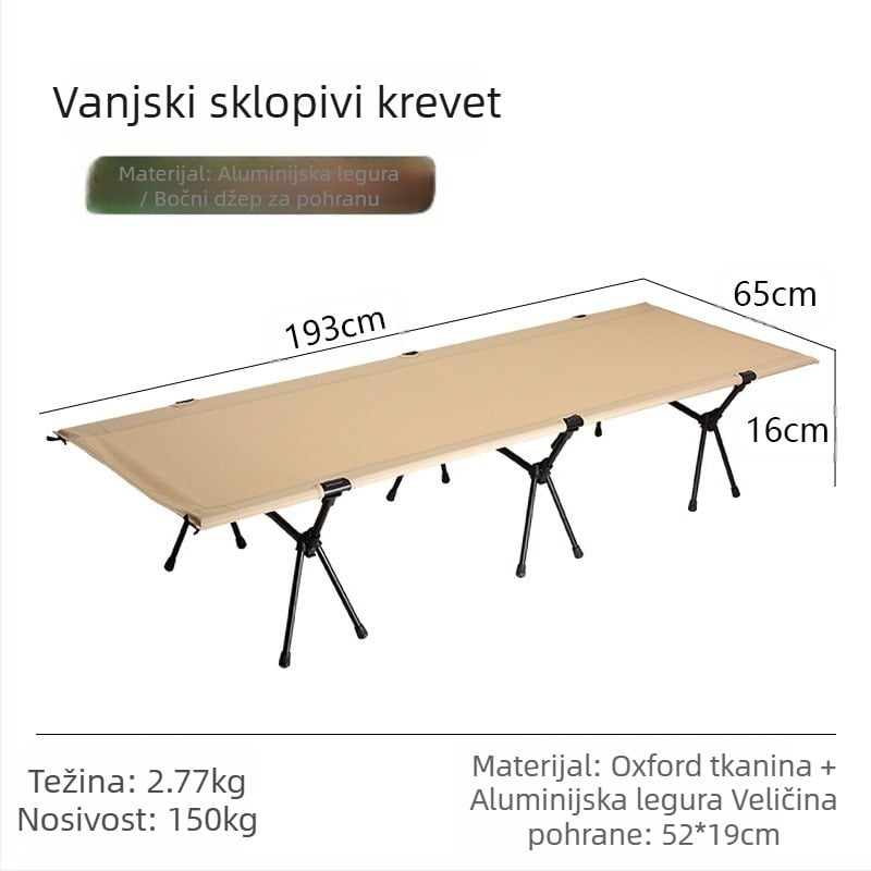 Vanjski sklopivi krevet za kampiranje, uredski odmor, krevet za pratnju, vojni krevetić od oxfordske tkanine i aluminijske legure, lagan i prenosiv