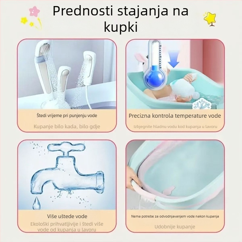 Vertikalni tuš za dojenčad, stojeća kupka za bebe, artefakt, protiv pada i protuklizni, okvir za tuširanje za malu djecu