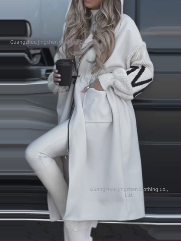 Amazon 2024 novi prekogranični europski i američki modni kaput za vanjsku trgovinu za žene, ležerni, s kapuljačom i dugim šivanjem