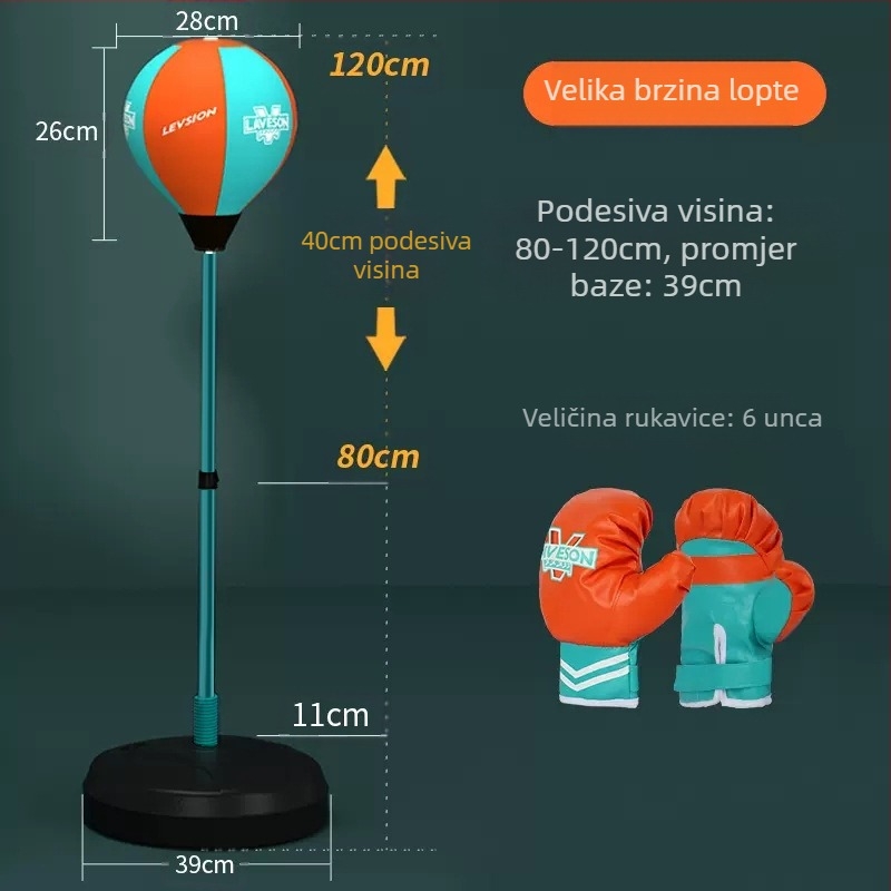 Dječja boksačka meta za reakciju, rotirajuća vertikalna brzina lopte za boks, meta za vreću s pijeskom, vreća s pijeskom, dječja oprema za trening Dodge Home